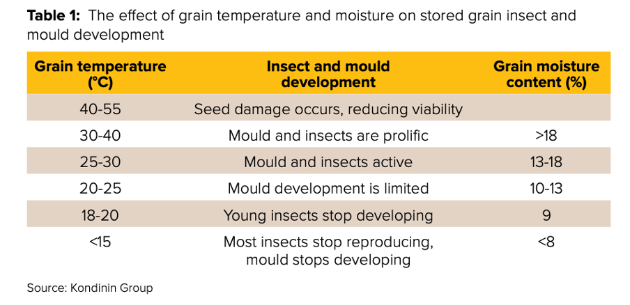 Grain temperature & insect activity