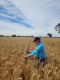 Kate Coffey marking out the stubble demonstration trial at Murchison in 2021